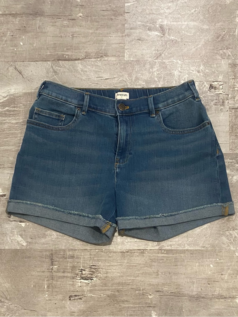 NEW Crewcuts Girl’s Dark Blue Denim Roll-Cuff Shorts Size 16